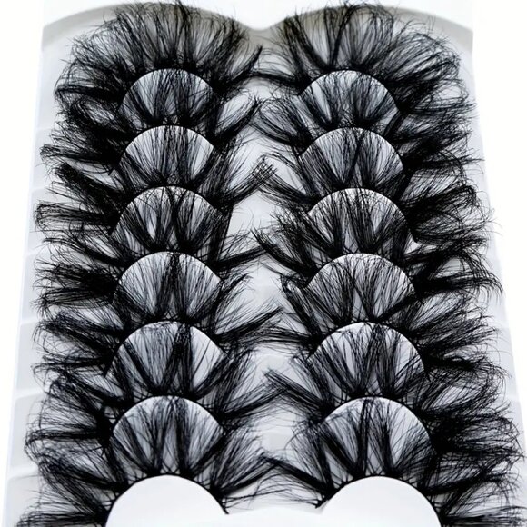 7 Pairs 25mm False Eyelashes Fluffy Soft Thick Doll Eye Cat Eye Dramatic Lashes - Picture 2 of 4